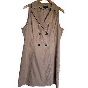 Love Tree Sleeveless Long Vest Over Dress in Khaki  -  size L